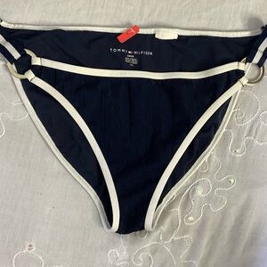 NWOT Tommy Hilfiger Navy and White Bikini Bottom L